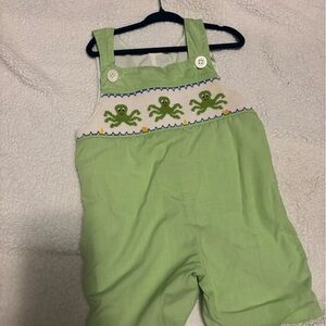 Green Toddler Romper with Frog Embroidery